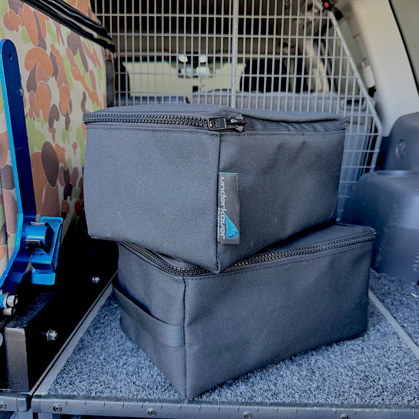 4WD DRAWER STORAGE BAGS. 2PK, CLEAR TOP, BLACK.