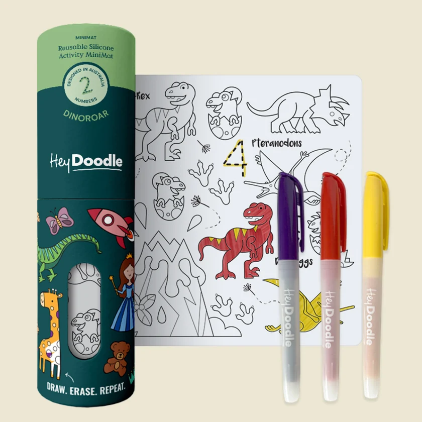MINI COLOURING & DOODLE MAT- DINOROAR