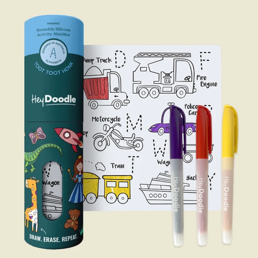MINI COLOURING & DOODLE MAT- TOOT TOOT HONK